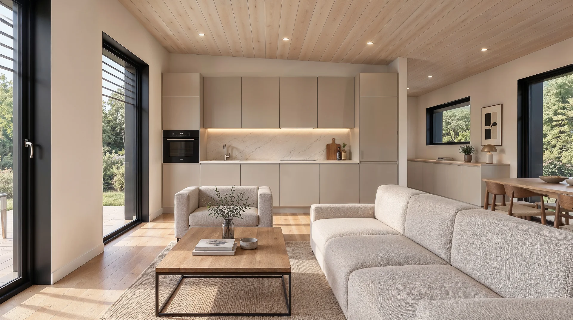 Modulhaus Soldanella Bungalow  Wohnzimmer